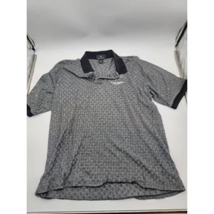 Antigua Herren Golf Poloshirt Grau Geometrisch Kurzarm Schwarz Kragen Oberteil L - Bild 1 von 3