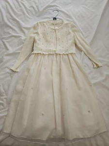 Cinderella Girls Ivory Dress With Sweater Wedding Flower Girl Size 6 - Picture 1 of 5