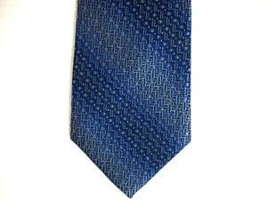 Joseph Abboud Mens Necktie Tie Navy Blue Basketweave Geometric Silk 55" Short - Picture 1 of 4