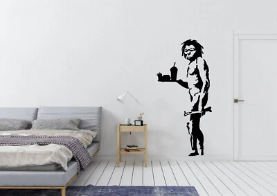 LOOTLAIR Banksy Comida Rápida Cave Man - Graffiti Arte de Pared Hogar Calcomanía Pegatinas de Vinilo