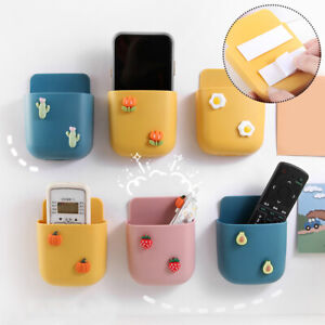 Mobile Phone Holder Wall Mounted Plug Remote Control Storage Box Multifunction *