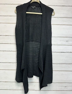 RBX Womens Black Open Front Cascade Cardigan Sleeveless Sweater Sz S - Picture 1 of 4