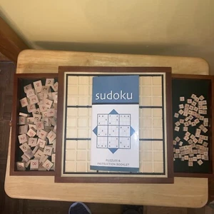Bits & Pieces Wood Sudoku Game Board And Tray Puzzle w/ Pull out Drawers No Box - Picture 1 of 10