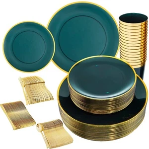 LIYH 180 PCS Clear Green Plastic Plates - St. Patricks Day Plates, Disposable... - Picture 1 of 7