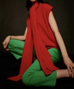 Pantalón Zara Recortado Acampanado Alto Verde Talla M - Imagen 1 de 7
