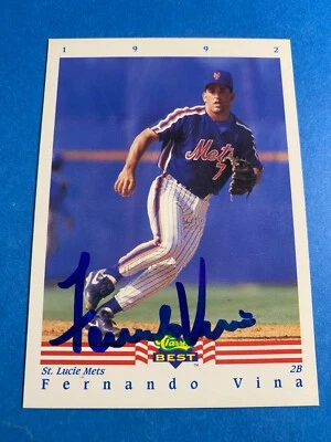 FERNANDO VINA 1992 CLASSIC BEST AUTO SIGNED NEW YORK METS BREWERS CARDINALS RC - Image 1 of 2