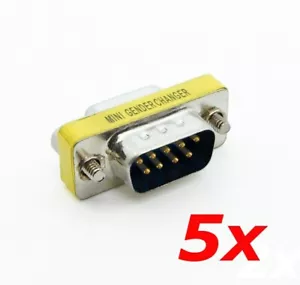 5 Pack - DB9 D-SUB 9-Pin RS232 Serial Male to Female Port Saver Coupler Adapter - Picture 1 of 4