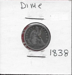 USA SEATED LIBERY DIME 1838 SEATED LIBERTY LOOKING RIGHT ABOVE HER SHOULDER,with - Picture 1 of 2