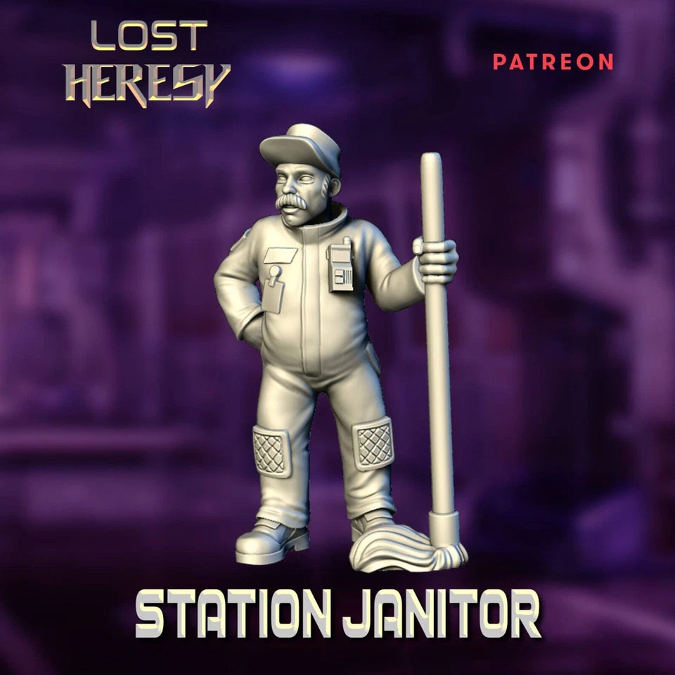Station Janitor - Resin Miniature | Sci Fi | Legion | Trek | Lost Heresy - Image 1 of 1