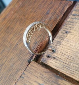 Ross Simons 18k Yellow gold/sterling silver clear Topaz wedding anniversary ring - Picture 1 of 16