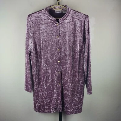 Vintage Unidades Mujer 2X Plumero Largo Terciopelo Aplastado Botón Delantero Chaqueta Rosa Foto 1 de 4