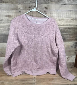 Calvin Klein Women’s Pink (M) Sweatshirt Sherpa Fleece Warm Soft Long Sleeve Top - Picture 1 of 3