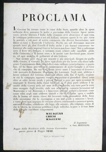 Herzogtum Reggio - Regierungsproklamation: Antrag auf Herabsetzung Arbeiter 1848 - Bild 1 von 1