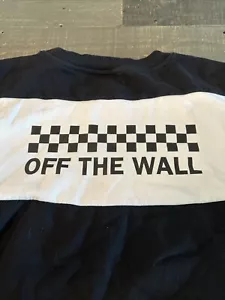 VANS Checkerboard Sweatshirt Adult Sz M Black White Midriff 2 Sided - Picture 1 of 10