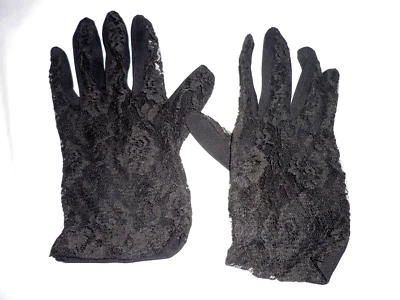 Guantes de muñeca pequeños vintage de encaje negro para dama Foto 1 de 4