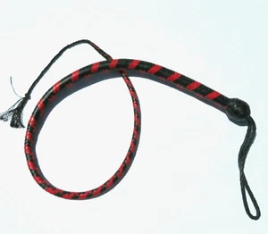 Leather Single Tail, 36" Black & Red Single Tail Unisex Handcrafted USA - Picture 1 of 4