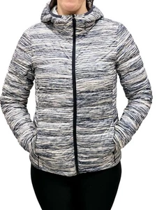 LOLE allied Feather and Down Purple and Blue Striped PUFFER JACKET ** Size XS - Picture 1 of 12
