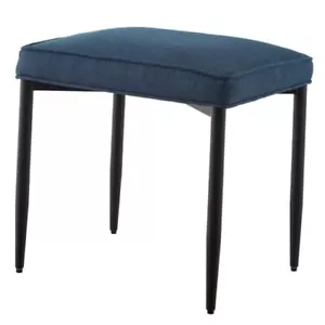 Rectangle Fabric Vanity Chair,Vanity Stool, Square Metal Legs Footstool Blue - Picture 1 of 7
