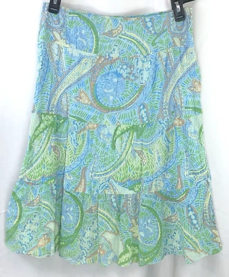 Vintage Nine west Below Knee Skirt 10 Blue Floral 30"W Cottage Boho Peasant - Image 1 of 4