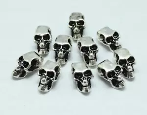 10PCs Tibetan Carved Silver Metal Dreadlock Beads dread skull beads 6mm hole - Picture 1 of 5