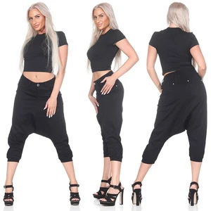 Pantaloni donna Aladin Pump Capri 3/4 corti pump pluder boyfriend pantaloni harem pantaloncini - Foto 1 di 10