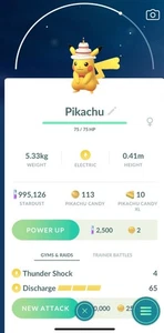 Pikachu (Evento Sombrero Pastel) - Pokémon GO (Leer Descripción) - Imagen 1 de 1