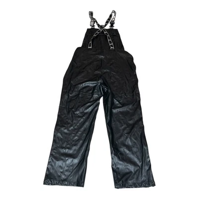 Helly Hansen Mens M Black Faux Leather Overalls Bib Pants Chains Straps Skiing - Image 1 of 4