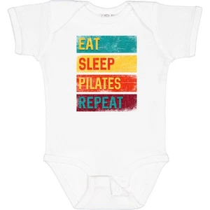 Inktastic Fitness Eat Sleep Pilates Repeat Baby Bodysuit Exercise Coach Training - Picture 1 of 10