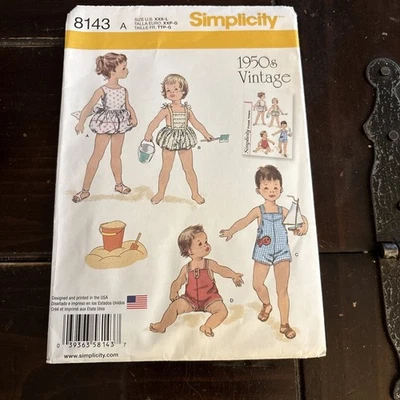 New Simplicity Pattern 8143 Size XXS-L 1950s Vintage One-Piece Playsuits,Uncut - Image 1 of 4