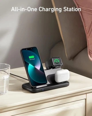🔥Anker PowerWave 4-in-1 Charging Station for iPhone, Watch, AirPods - Black🔥 - Image 1 of 3