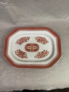 VINTAGE SPODE 14" BY 10 3/4" PLATTER FITZHUGH RED ENGLAND - Picture 1 of 4