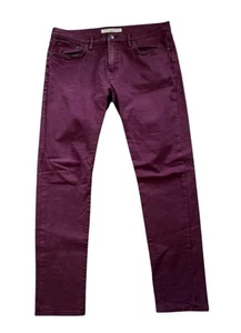 Burberry Brit Men's Five Pockets Slim Straight Stretch Burgundy Pants Size 36x32 - Picture 1 of 20