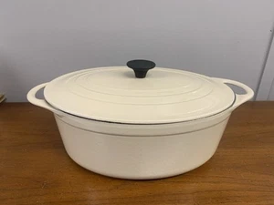 Vintage Cousances / Le Creuset Beige Oval Dutch Oven #12 (bottom) #28 (lid) - Picture 1 of 24
