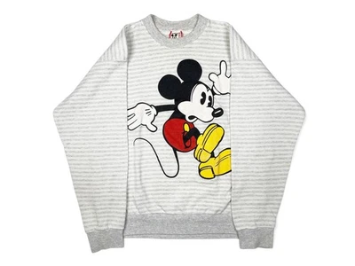 Vintage Mickey Mouse Crewneck Sweatshirt 90s Disney Striped Fits M STAINED G01 - Image 1 of 4