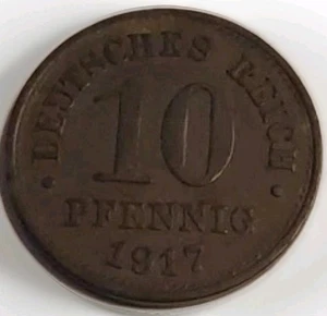 1917 A Deutsches Reich Germany 10 Pfennig German Empire Zinc Coin Free Post - Picture 1 of 5
