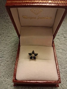 10kt White Gold Sapphire Star Pendant W Diamond - Picture 1 of 4