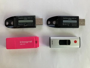 Job Lot 64GB x 4 Sandisk Ultra Integral Q-Connect USB 3.0 Flash Drive Memory - Zdjęcie 1 z 1