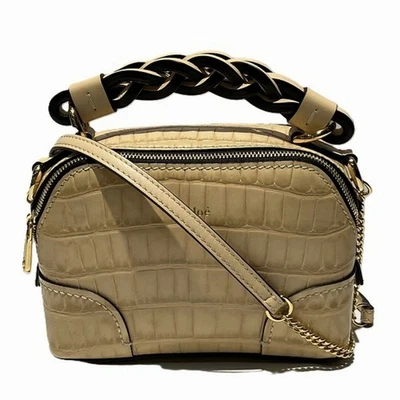 Chloe Daria Mini Croc Embossed Leather Shoulder Bag Sand Beige Italy W/Dust Bag - Image 1 of 4