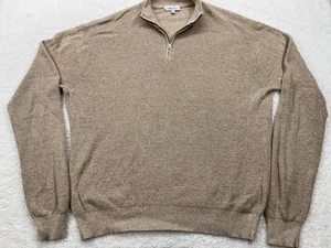 Peter Millar Merino Wool Blend Quarter Zip Long Sleeve Sweater Size 2XL Beige - Picture 1 of 7