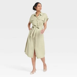 Women's Short Sleeve Midi Utility Shirtdress - A New Day - Picture 1 of 15