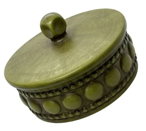 Haeger USA Lidded Round Ceramic Candy Dish Olive Green MCM 1970’s - Picture 1 of 18