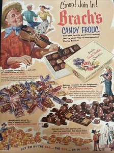 1952 Vintage Brach's Chocolate Cherries Print Ad, C’mon! Join In! - Imagen 1 de 1
