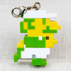 Super Mario Bros. Dot Character Luigi Mascot Charm Famicom NES NINTENDO JAPAN 