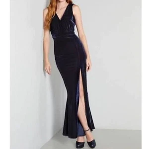 Nuevo con etiquetas Maxi Vestido ModCloth Angel Azul Marino Terciopelo Talla 4 - Imagen 1 de 7