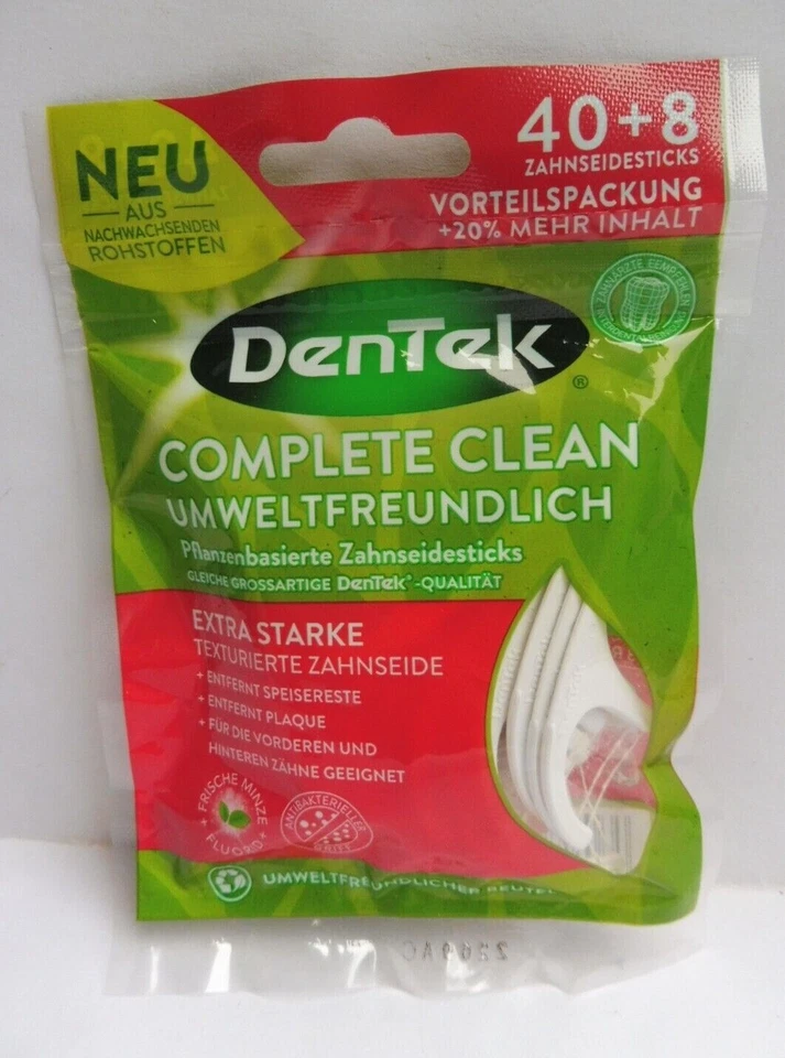 DenTek Complete Clean Umweltfreundlich Zahnseide Sticks Pflanzenbasiert,48 Stück