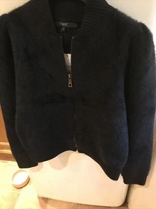 Next Womens Thick Knitted Bomber Style Jacket With Puff Sleeves New Size XS 6/8 - Picture 1 of 3