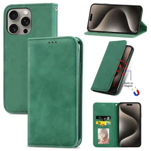 Skin Green Wallet Phone Case For iPhone Huawei Samsung TCL Honor ZTE Sony Moto - Picture 1 of 9
