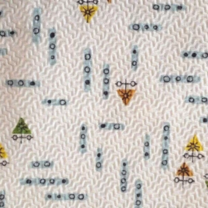 1950s Vtg. Plisse Fabric BTY *Tiny Atomic Print On White *Crisp Textured Cotton - Picture 1 of 6