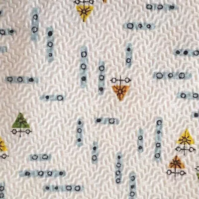 1950s Vtg. Plisse Fabric BTY *Tiny Atomic Print On White *Crisp Textured Cotton - Image 1 of 4