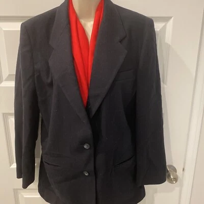 NUEVO L.L. Chaqueta Blazer Bean 100% Lana Talla 12 Negra 2 Botones Forrada Cachemira Bufanda Foto 1 de 4